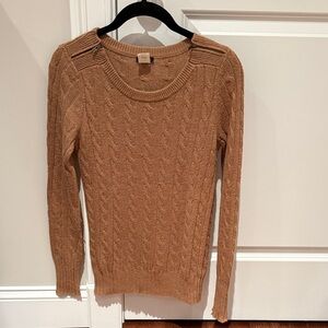 Cable Knit Tan Sweater with Zippers